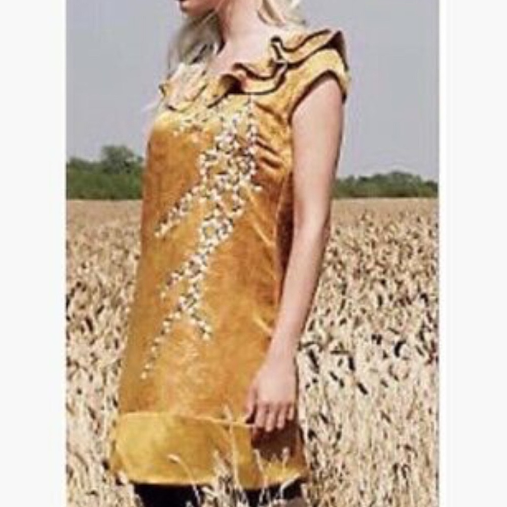 Gorgeous embroidered Gold Shift Dress by Floreat 8